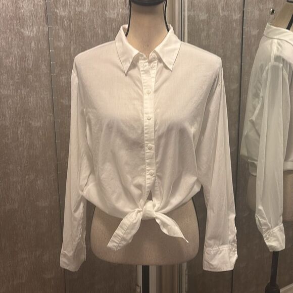 Ba&Sh white cotton front tie blouse, M - Picture 2 of 8